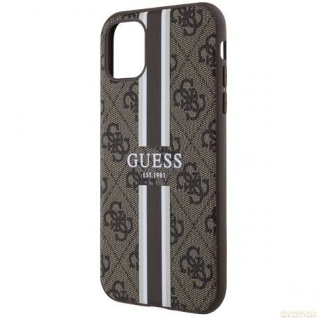 Guess nakładka do iPhone 11 GUHMN61P4RPSW brązowa harcase Magsafe 4G Printed Stripes