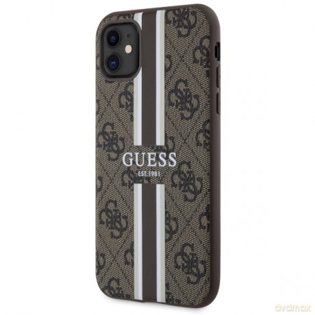 Guess nakładka do iPhone 11 GUHMN61P4RPSW brązowa harcase Magsafe 4G Printed Stripes