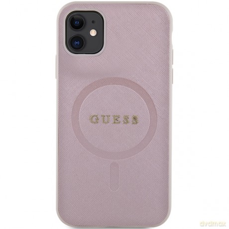 Guess nakładka do iPhone 11 GUHMN61PSAHMCP różowa Saffiano Magsafe