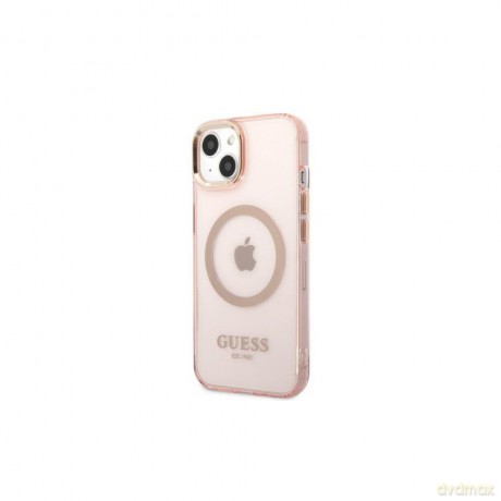 Guess nakładka do iPhone 13 6,1" GUHMP13MHTCMP różowa hard case Gold Outline Translucent MagSafe