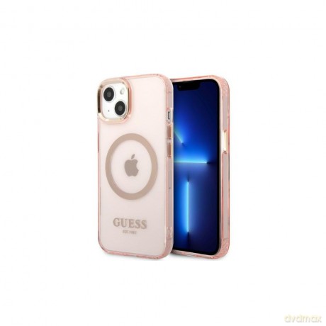 Guess nakładka do iPhone 13 6,1" GUHMP13MHTCMP różowa hard case Gold Outline Translucent MagSafe