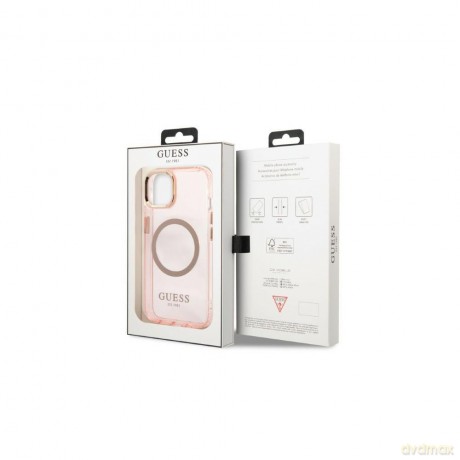 Guess nakładka do iPhone 13 6,1" GUHMP13MHTCMP różowa hard case Gold Outline Translucent MagSafe