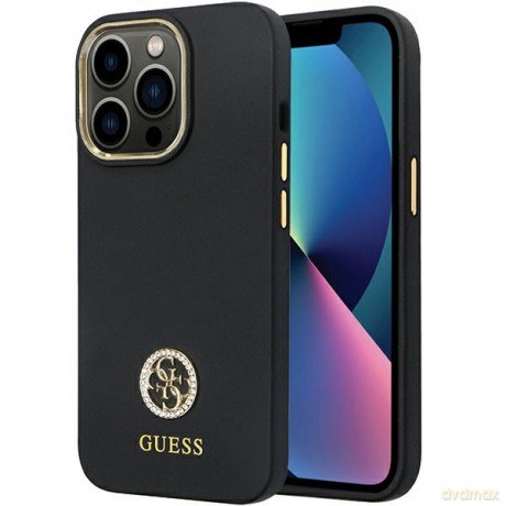 Guess nakładka do iPhone 13 Pro 6,1" GUHCP13LM4DGPK czarna HC Silicone Logo Strass 4G