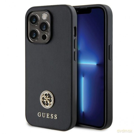 Guess nakładka do iPhone 13 Pro 6,1" GUHCP13LPS4DGPK czarna HC PU 4G Metal Logo Strass