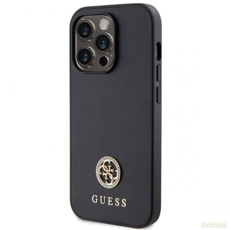 Guess nakładka do iPhone 13 Pro 6,1" GUHCP13LPS4DGPK czarna HC PU 4G Metal Logo Strass
