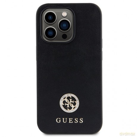 Guess nakładka do iPhone 13 Pro 6,1" GUHCP13LPS4DGPK czarna HC PU 4G Metal Logo Strass