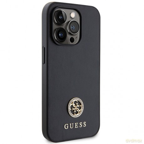 Guess nakładka do iPhone 13 Pro 6,1" GUHCP13LPS4DGPK czarna HC PU 4G Metal Logo Strass