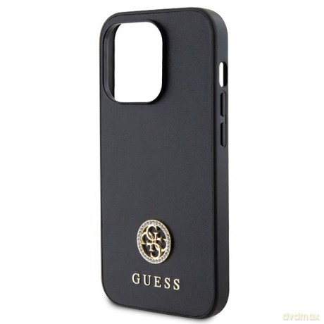 Guess nakładka do iPhone 13 Pro 6,1" GUHCP13LPS4DGPK czarna HC PU 4G Metal Logo Strass