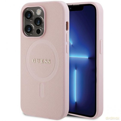 Guess nakładka do iPhone 13 Pro 6,1" GUHMP13LPSAHMCP różowa Saffiano Magsafe