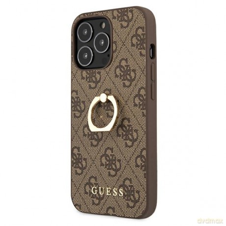 Guess nakładka do iPhone 13 Pro Max 6,7" GUHCP13X4GMRBR brązowa HC PU 4G Ring