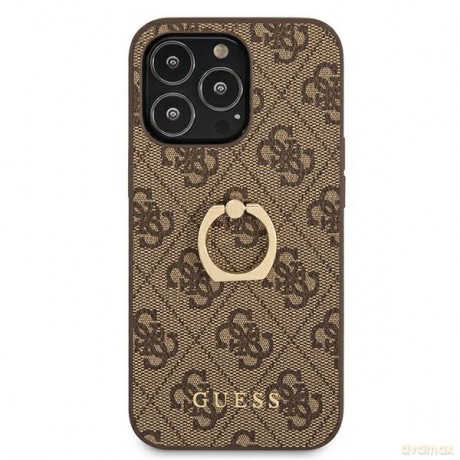 Guess nakładka do iPhone 13 Pro Max 6,7" GUHCP13X4GMRBR brązowa HC PU 4G Ring