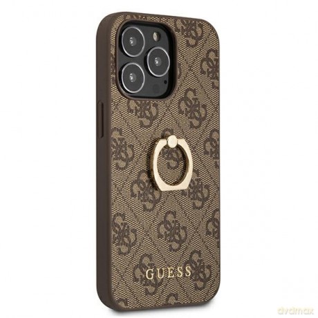 Guess nakładka do iPhone 13 Pro Max 6,7" GUHCP13X4GMRBR brązowa HC PU 4G Ring