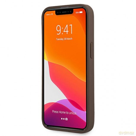 Guess nakładka do iPhone 13 Pro Max 6,7" GUHCP13X4GMRBR brązowa HC PU 4G Ring