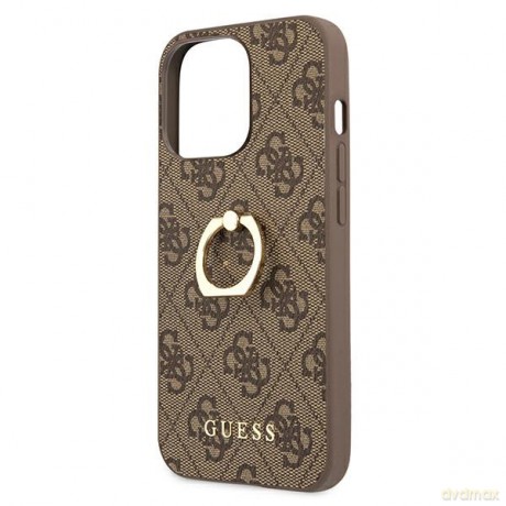 Guess nakładka do iPhone 13 Pro Max 6,7" GUHCP13X4GMRBR brązowa HC PU 4G Ring