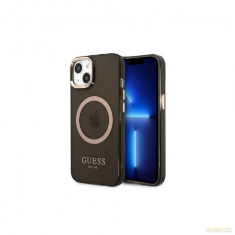 Guess nakładka do iPhone 13 Pro Max 6,7" GUHMP13XHTCMK czarna hard case Gold Outline Translucent MagSafe