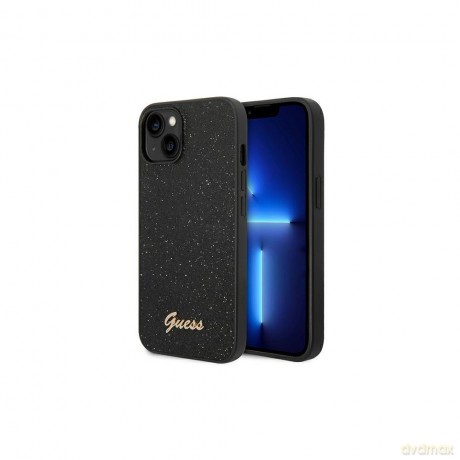 Guess nakładka do iPhone 14 6,1" GUHCP14SHGGSHK czarna PC/TPU Glitter Flakes case Script Metal Logo