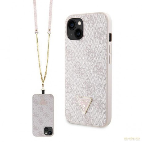 Guess nakładka do iPhone 14 6,1" GUHCP14SP4TDSCPP różowa HC PU Leather Metal Logo Strass Crossbody