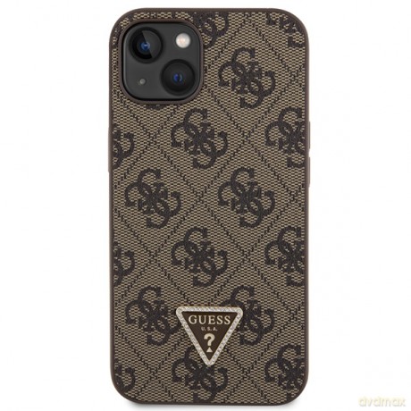 Guess nakładka do iPhone 14 6,1" GUHCP14SP4TDSCPW brązowa HC PU Leather Metal Logo Strass Crossbody