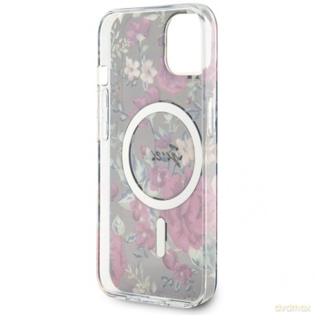 Guess nakładka do iPhone 14 6,1" GUHMP14SHCFWSA khaki hardcase Magsafe IML Flower