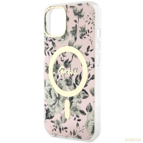 Guess nakładka do iPhone 14 6,1" GUHMP14SHCFWSP różowa hardcase Magsafe IML Flower