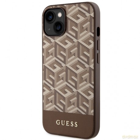 Guess nakładka do iPhone 14 6,1" GUHMP14SHGCFSEW brązowa hardcase Magsafe Gcube PU Stripes