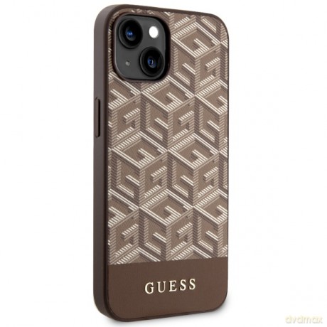 Guess nakładka do iPhone 14 6,1" GUHMP14SHGCFSEW brązowa hardcase Magsafe Gcube PU Stripes