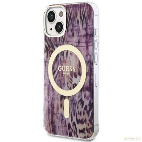 Guess nakładka do iPhone 14 6,1" GUHMP14SHLEOPWP różowa hardcase Magsafe IML Leopard