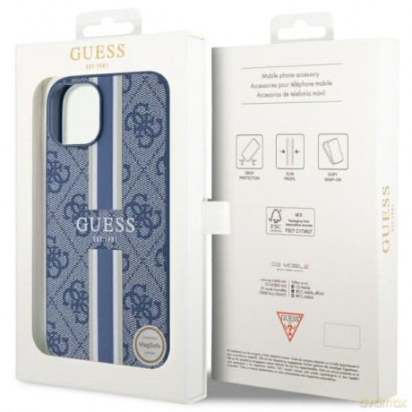 Guess nakładka do iPhone 14 6,1" GUHMP14SP4RPSB niebieska hardcase Magsafe 4G Printed Stripes