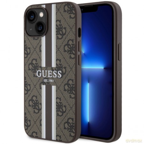 Guess nakładka do iPhone 14 6,1" GUHMP14SP4RPSW brązowa harcase Magsafe 4G Printed Stripes