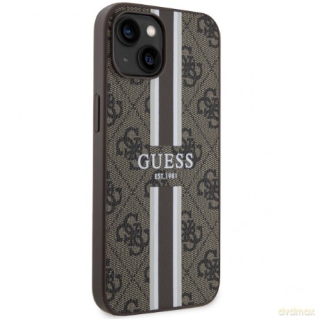Guess nakładka do iPhone 14 6,1" GUHMP14SP4RPSW brązowa harcase Magsafe 4G Printed Stripes