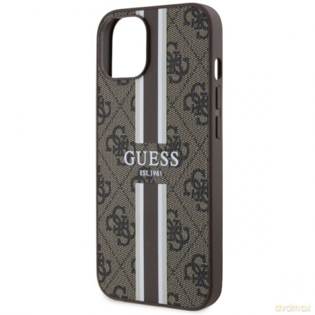 Guess nakładka do iPhone 14 6,1" GUHMP14SP4RPSW brązowa harcase Magsafe 4G Printed Stripes