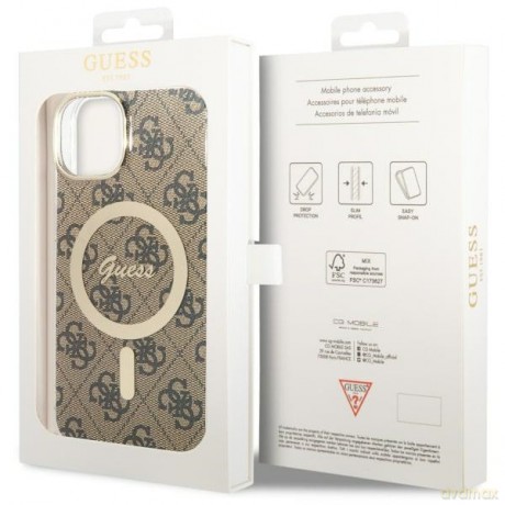Guess nakładka do iPhone 14 Plus 6,7" GUHMP14MH4STW brązowa hardcase Magsafe IML 4G