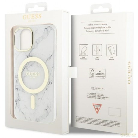 Guess nakładka do iPhone 14 Plus 6,7" GUHMP14MPCUMAH biała hard case Marble MagSafe