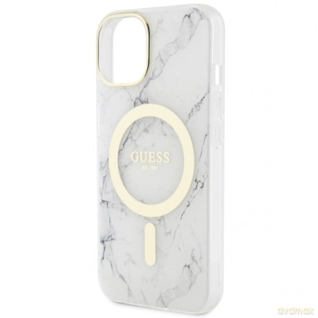 Guess nakładka do iPhone 14 Plus 6,7" GUHMP14MPCUMAH biała hard case Marble MagSafe