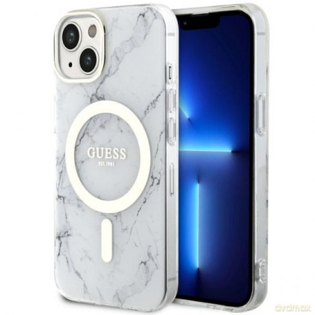 Guess nakładka do iPhone 14 Plus 6,7" GUHMP14MPCUMAH biała hard case Marble MagSafe
