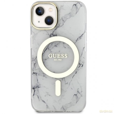 Guess nakładka do iPhone 14 Plus 6,7" GUHMP14MPCUMAH biała hard case Marble MagSafe