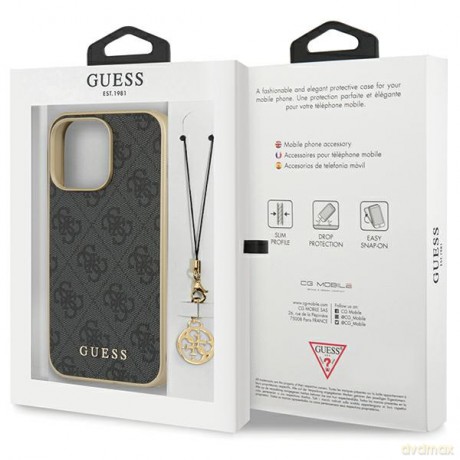 Guess nakładka do iPhone 14 Pro 6,1" GUHCP14LGF4GGR szara HC PU 4G Charm