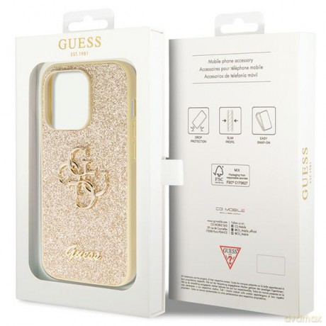 Guess nakładka do iPhone 14 Pro 6,1" GUHCP14LHG4SGD złota HC Fixed Glitter Big 4G