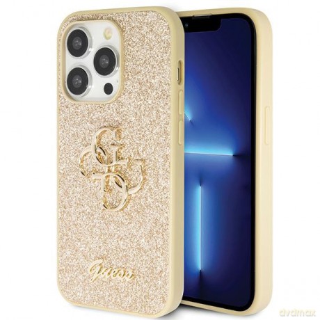 Guess nakładka do iPhone 14 Pro 6,1" GUHCP14LHG4SGD złota HC Fixed Glitter Big 4G