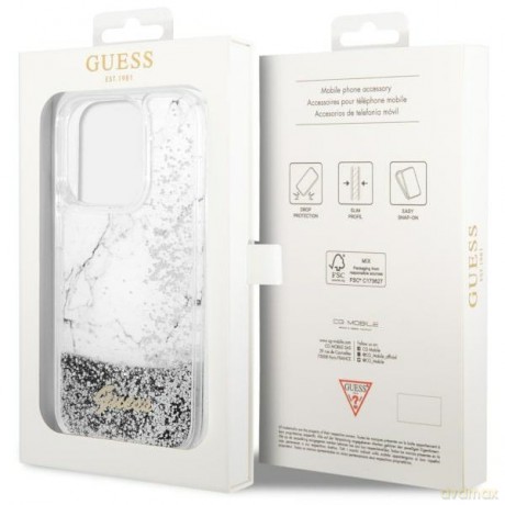 Guess nakładka do iPhone 14 Pro 6,1" GUHCP14LLCSGSGH biała hard case Liquid Glitter Marble