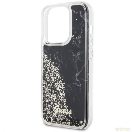 Guess nakładka do iPhone 14 Pro 6,1" GUHCP14LLCSGSGK czarna hard case Liquid Glitter Marble