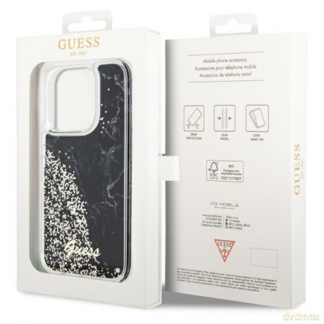 Guess nakładka do iPhone 14 Pro 6,1" GUHCP14LLCSGSGK czarna hard case Liquid Glitter Marble