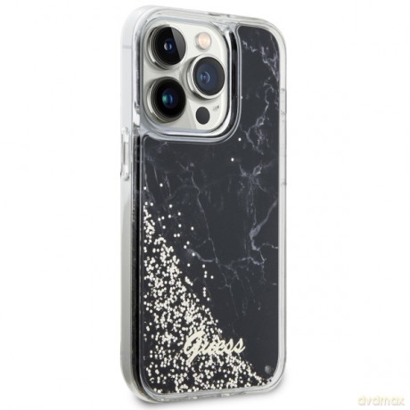 Guess nakładka do iPhone 14 Pro 6,1" GUHCP14LLCSGSGK czarna hard case Liquid Glitter Marble