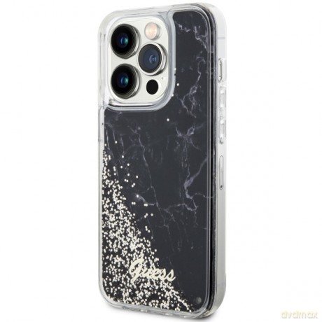 Guess nakładka do iPhone 14 Pro 6,1" GUHCP14LLCSGSGK czarna hard case Liquid Glitter Marble