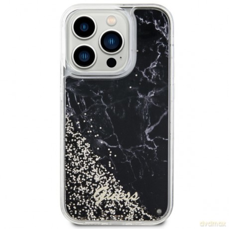 Guess nakładka do iPhone 14 Pro 6,1" GUHCP14LLCSGSGK czarna hard case Liquid Glitter Marble