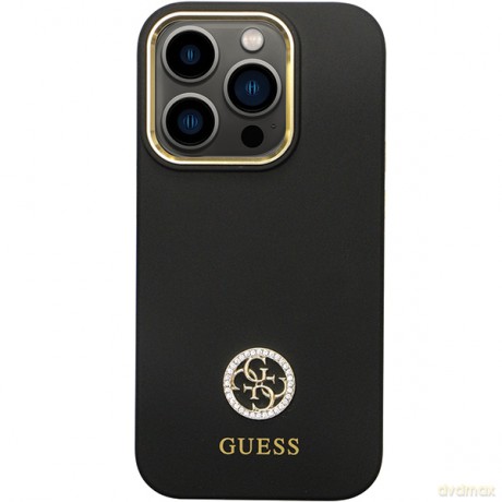 Guess nakładka do iPhone 14 Pro 6,1" GUHCP14LM4DGPK czarna HC Silicone Logo Strass 4G