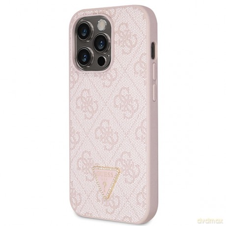 Guess nakładka do iPhone 14 Pro 6,1" GUHCP14LP4TDSCPP różowa HC PU Leather Metal Logo Strass Crossbody