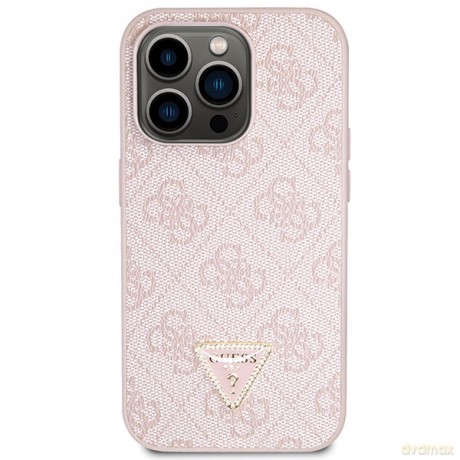 Guess nakładka do iPhone 14 Pro 6,1" GUHCP14LP4TDSCPP różowa HC PU Leather Metal Logo Strass Crossbody