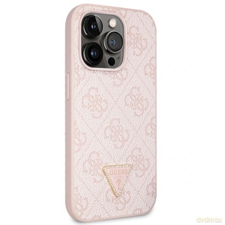 Guess nakładka do iPhone 14 Pro 6,1" GUHCP14LP4TDSCPP różowa HC PU Leather Metal Logo Strass Crossbody