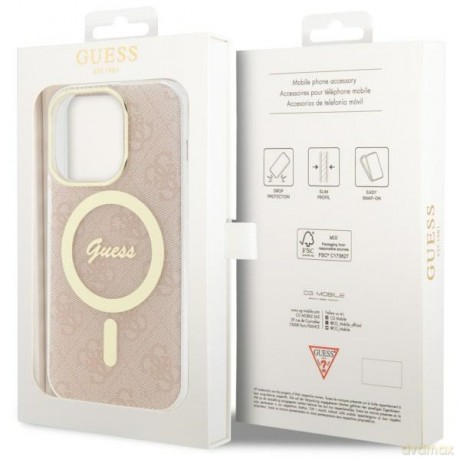 Guess nakładka do iPhone 14 Pro 6,1" GUHMP14LH4STP różowa hardcase Magsafe IML 4G